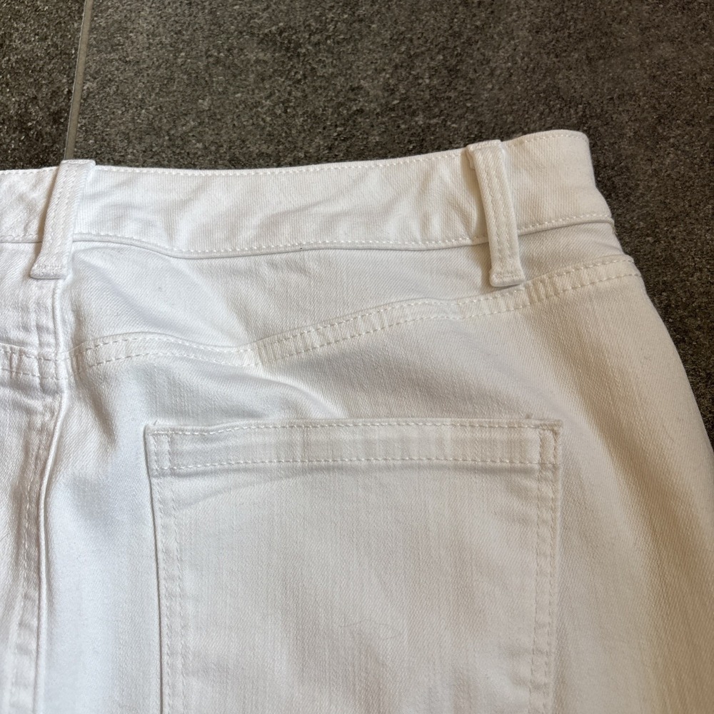 Talbots Size 10 White Denim Skirt 5 Pocket 3/4 Length Cotton Blend Front Slit - Picture 13 of 16